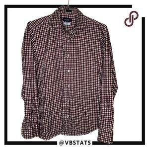 Peter Millar Collection Flex Finish Small Maroon and White Plaid LS Button Down